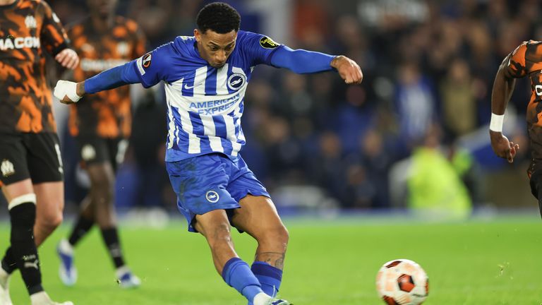 Brighton's Joao Pedro scores his side's winner goal