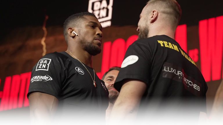 Anthony Joshua and Otto Wallin face-off ahead of Day of Reckoning!