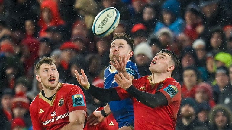 Played in torrential rain and blustery conditions, Leinster claimed victory over Munster in Limerick 