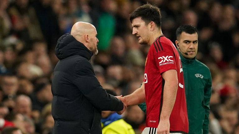 Injured Manchester United's Harry Maguire is substituted