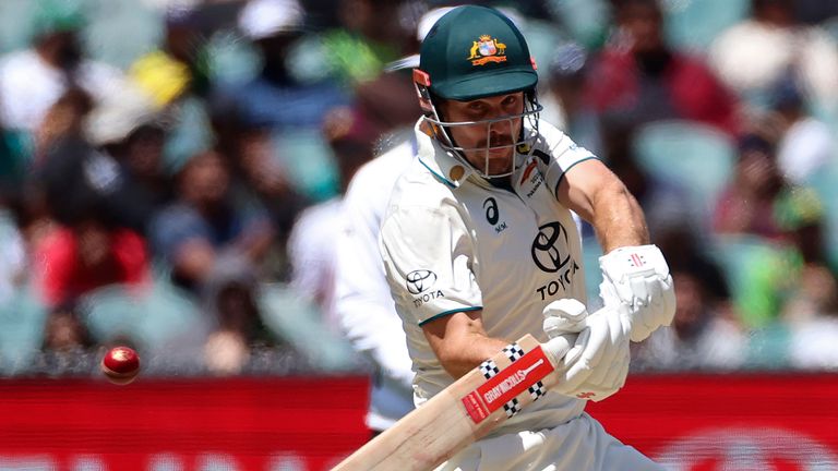 Australia's Mitchell Marsh bats against Pakistan during the third day of their cricket test match in Melbourne, Thursday, Dec. 28, 2023. (AP Photo/Asanka Brendon Ratnayake)