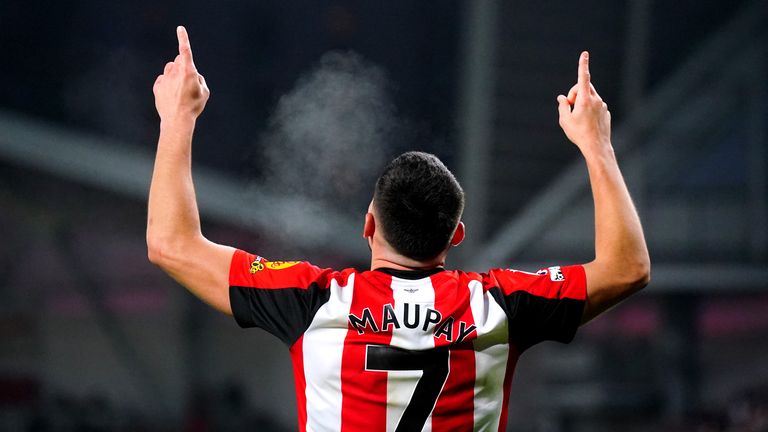 Brentford's Neal Maupay celebrates scoring their first goal of the gam