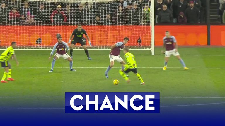 Odegaard chance - Aston Villa vs Arsenal 