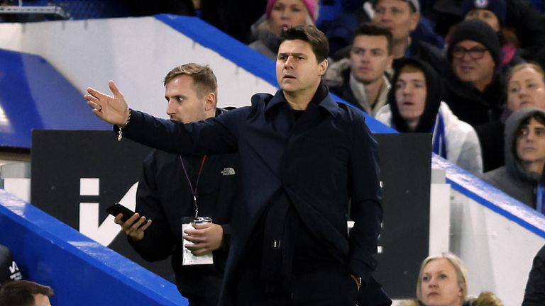 Mauricio Pochettino watches on from the sidelines