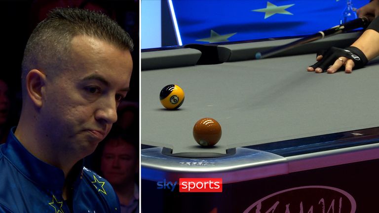Ball jumps out of pocket in Mosconi Cup final.