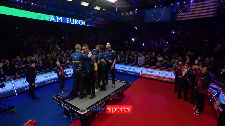 Watch the moment David Alcide gave Team Europe victory in the Mosconi Cup as they beat Team USA 11-3