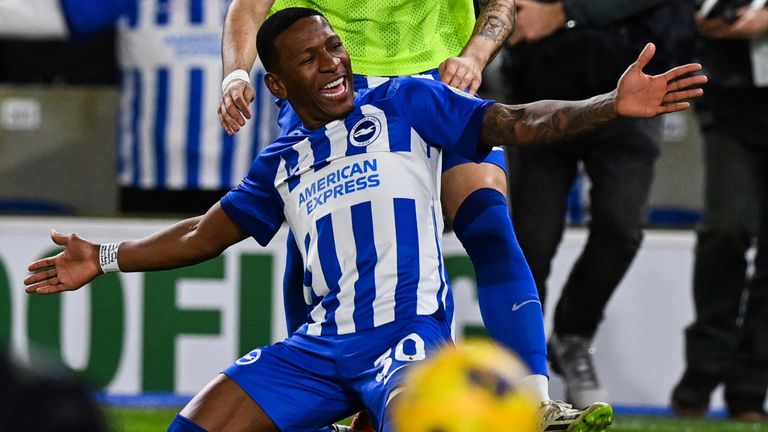Pervis Estupinan celebrates after scoring a spectacular long-range strike