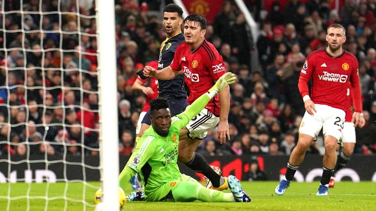 Dominic Solanke opens the scoring for Bournemouth at Old Trafford