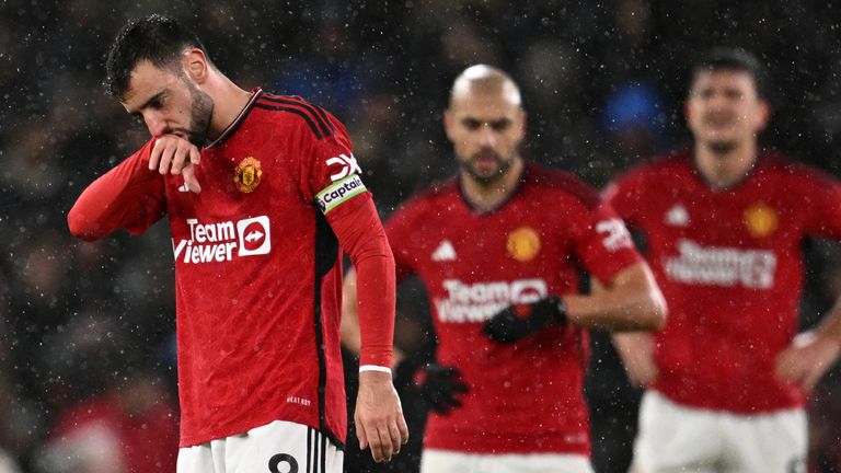 Bruno Fernandes and his team-mates show their frustration after falling two goals behind at home to Bournemouth