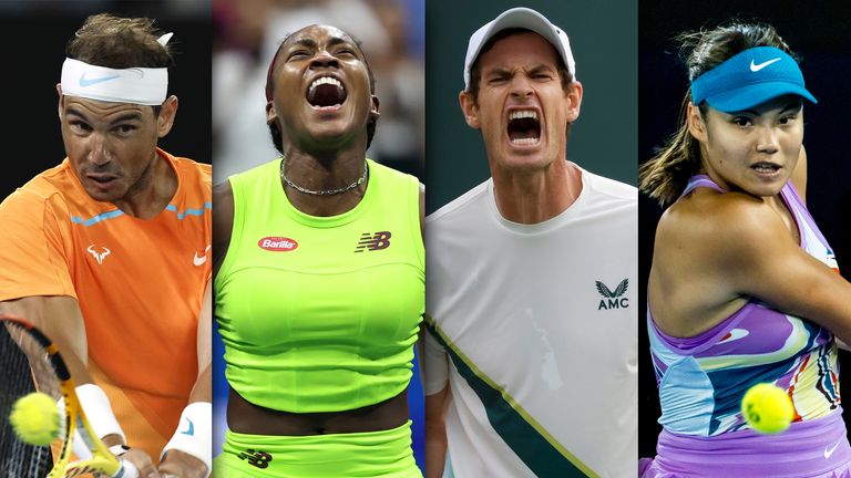 Rafa Nadal, Coco Gauff, Andy Murray and Emma Raducanu (AP)