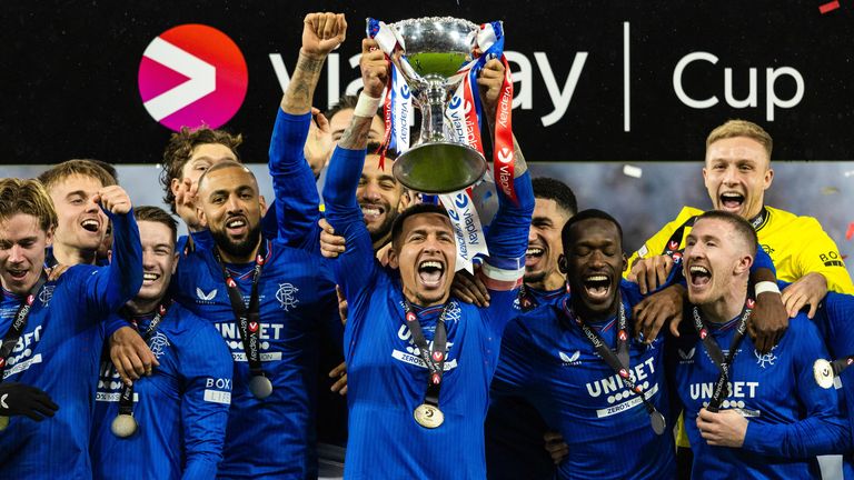 Rangers celebrate their first Scottish League Cup triumph since 2011