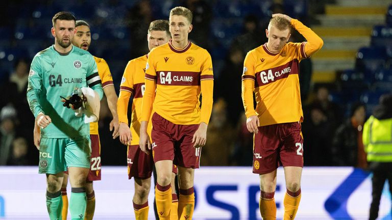 Motherwell players look dejected at full-time