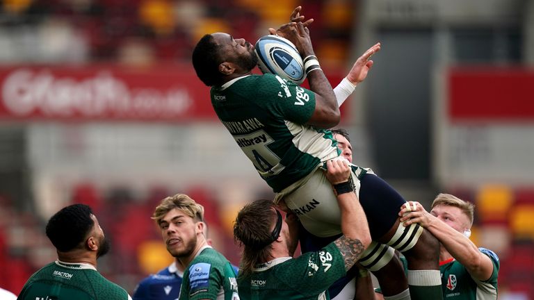 London Irish's Api Ratuniyarawa catches the ball