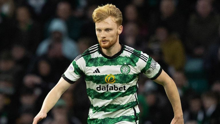 GLASGOW, SCOTLAND - DECEMBER 16: Celtic&#39;s Liam Scales during a cinch Premiership match between Celtic and Heart of Midlothian at Celtic Park, on December 16, 2023, in Glasgow, Scotland.  (Photo by Craig Foy / SNS Group)