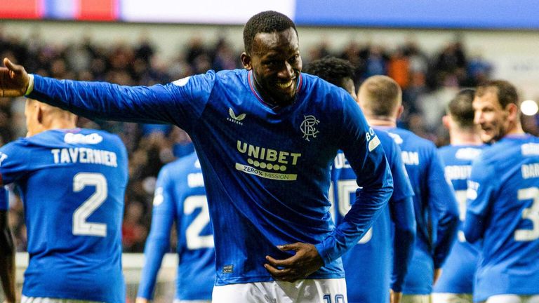 Abdallah Sima takes a bow after scoring Rangers' third goal against Dundee