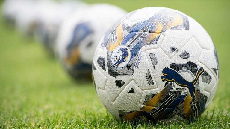 DUNDEE, SCOTLAND - AUGUST 05: A close-up of the new SPFL ball before a cinch Premiership match between Dundee and Motherwell at Dens Park, on August 05, 2023, in Dundee, Scotland. (Photo by Sammy Turner / SNS Group)