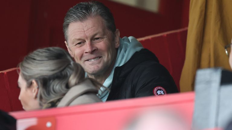 Former manager Steve Cotterill watches the game Cheltenham Town and Shrewsbury Town during the Sky Bet League One match between Cheltenham Town and Shrewsbury Town at Completely-Suzuki Stadium on December 26, 2023 in Cheltenham, England