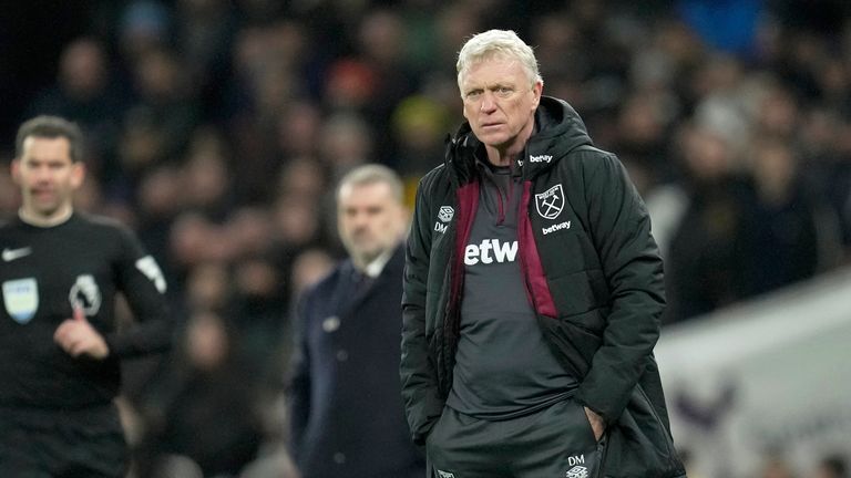 West Ham's manager David Moyes watches on
