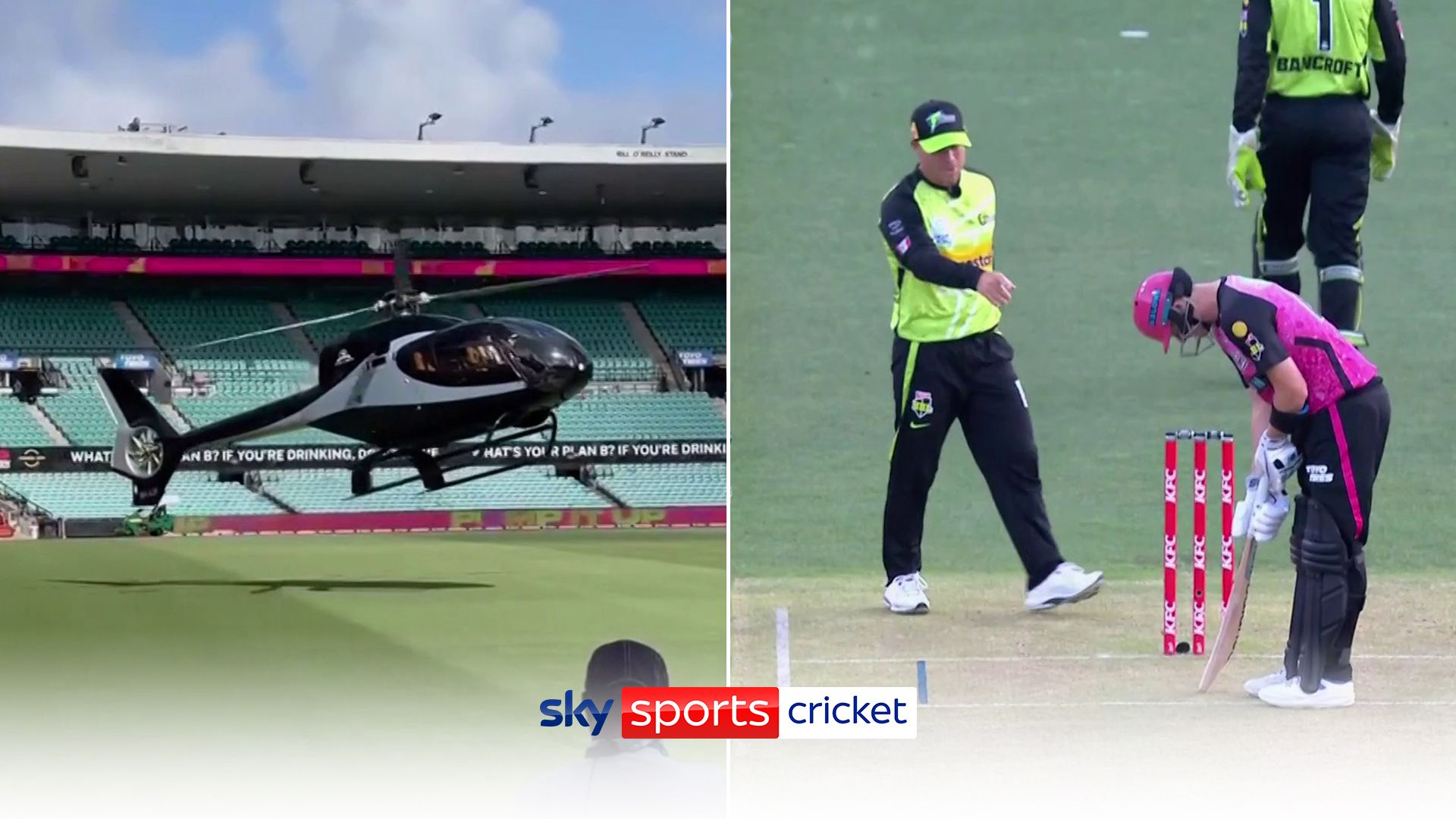 Warner arrives from wedding in chopper, sledges pal Smith, who goes first ball!