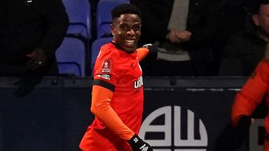 Luton Town's Chiedozie Ogbene celebrates his side's winner against Bolton