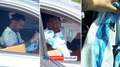 Messi signs shirt for fan while stuck in traffic!