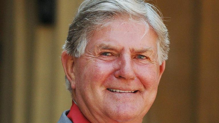 Legendary Wimbledon referee Alan Mills at Buckingham Palace today where he was honoured for his services to tennis with a CBE which he collected from the Queen during an investiture ceremony.