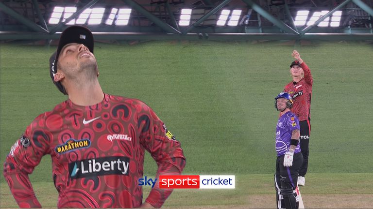 Hilarious moment ball gets stuck in roof in Big Bash League