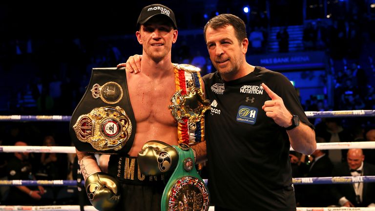 Callum Smith (left) celebrates victory in the WBA World, WBC Diamond & Ring Magazine Super-Middleweight Titles fight at the M&S Bank Arena, Liverpool. PA Photo. Picture date: Saturday November 23, 2019. See PA story BOXING Liverpool. Photo credit should read: Richard Sellers/PA Wire.
