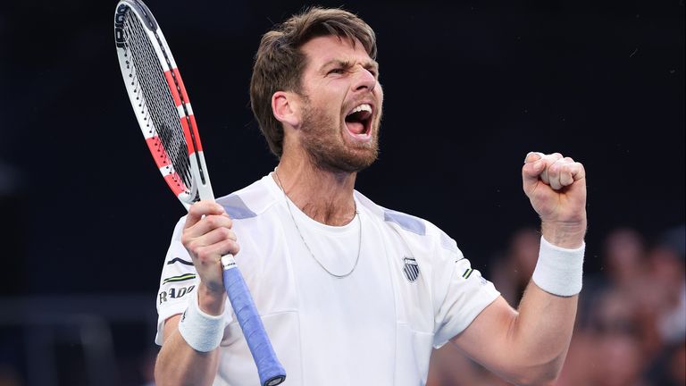 Cameron Norrie of Great Britain celebrates match point in their round three singles match against Casper Ruud of Norway during the 2024 Australian Open at Melbourne Park on January 20, 2024 in Melbourne, Australia. (Photo by Darrian Traynor/Getty Images)