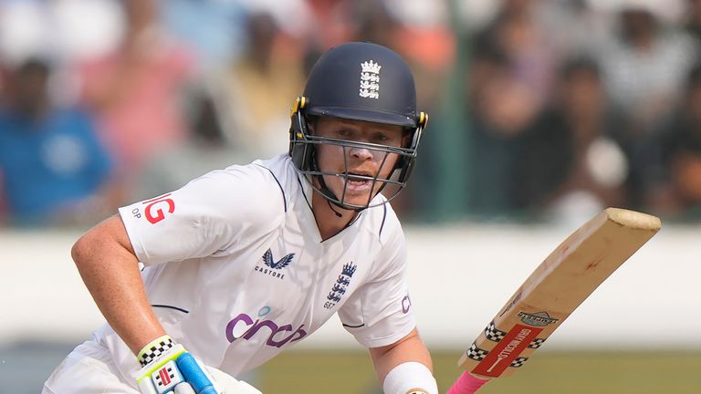 England's Ollie Pope struck 148 not out from 208 balls on day three of the first Test