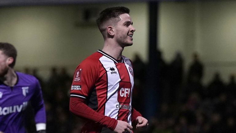 James McAtee celebrates after extending Sheffield United's lead at Gillingham
