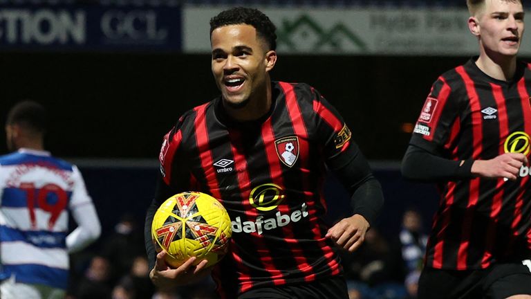 Justin Kluivert turns to celebrate after giving Bournemouth the lead against QPR