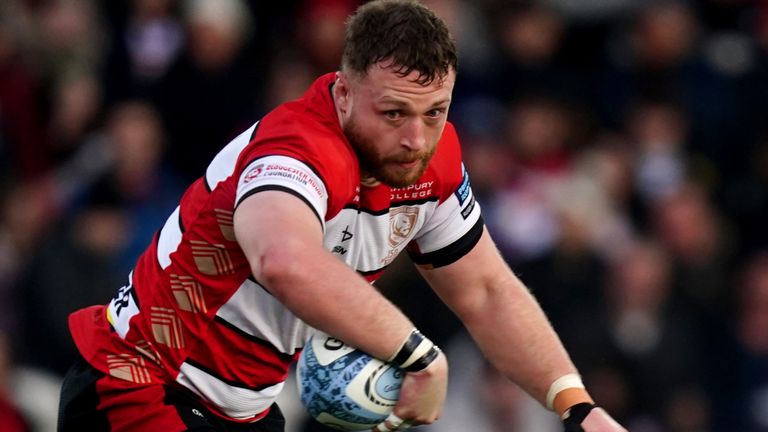 Gloucester's Ruan Ackermann (left) is tackled by Sale Sharks' Robert du Preez during the Gallagher Premiership match at Kingsholm Stadium, Gloucester. Picture date: Sunday January 28, 2024.