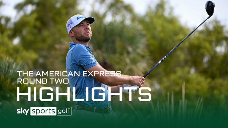 LA QUINTA, CA - JANUARY 19: Sam Burns (USA) watches his tee shot on 18 during Rd2 of The American Express tournament at PGA West Nicklaus Tournament Course on January 19, 2024 in La Quinta, California. (Photo by Ken Murray/Icon Sportswire) (Icon Sportswire via AP Images)


