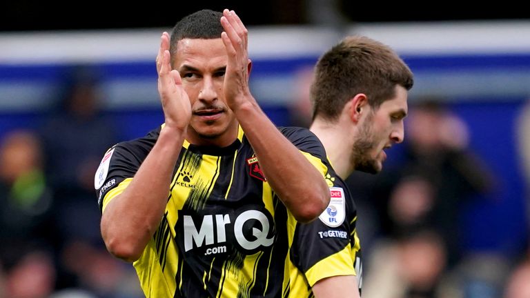 Watford's Jake Livermore celebrates scoring their second goal of the game