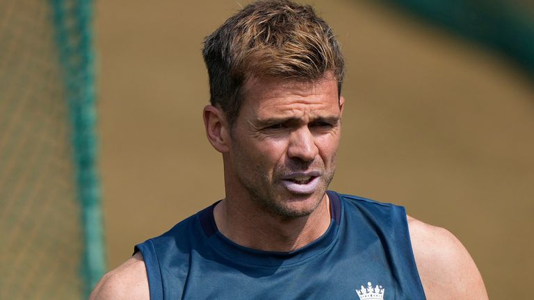 England's James Anderson attends a training session ahead of the first in India (Associated Press)