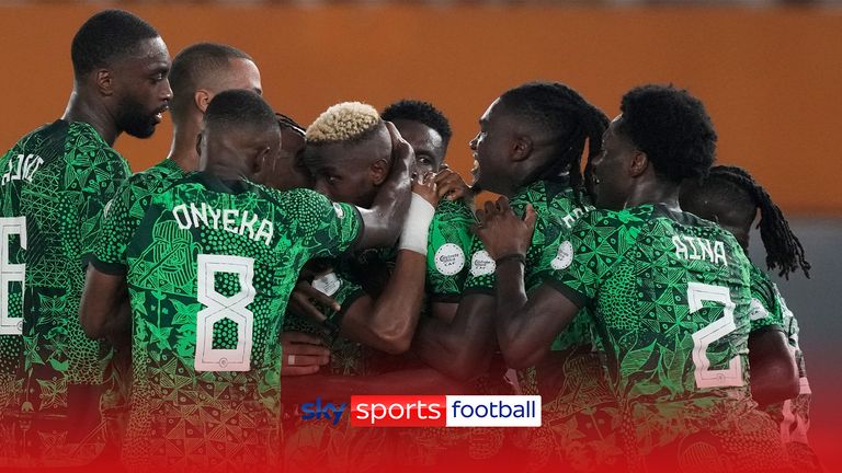 Nigeria's Ademola Lookman celebrates with teammates 