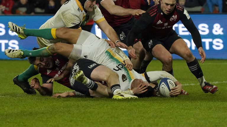 Northampton scrum-half Alex Mitchell jinked his way over for the opening try of the contest