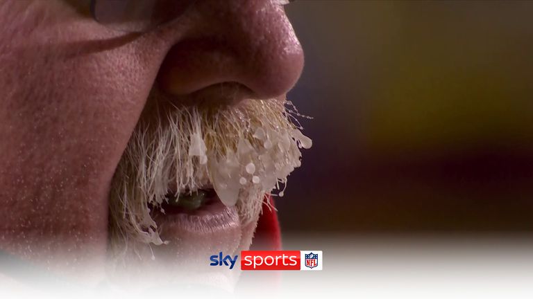 NFL coach's moustache freezes along with bottles of water in Kansas!