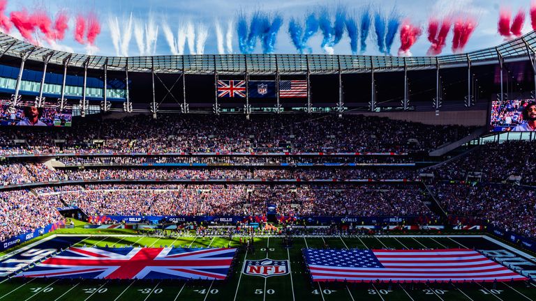 Taken during the 2023 London NFL Game between Jacksonville Jaguars and the Buffalo Bills at the Tottenham Hotspur Stadium, London, England on 8th November 2023.