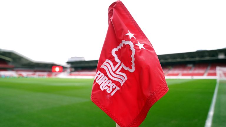 A Nottingham Forest branded corner flag ahead of the Premier League match at the City Ground,