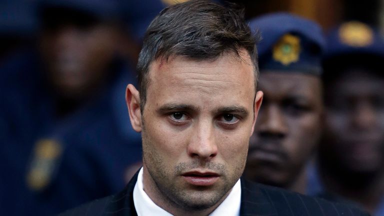 Oscar Pistorius leaves the High Court in Pretoria, South Africa, on June 15, 2016, after his sentencing proceedings