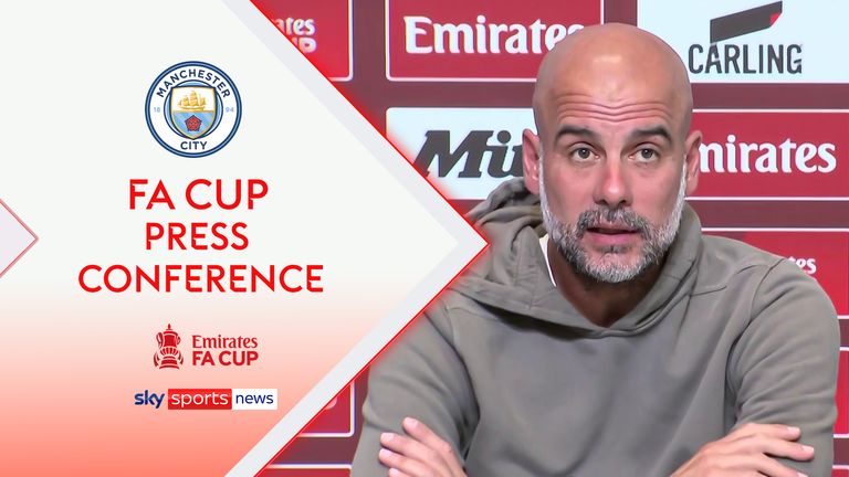 Pep Guardiola at a Manchester City press conference