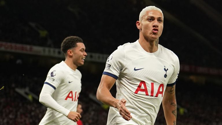 Richarlison celebrates after his equaliser for Spurs