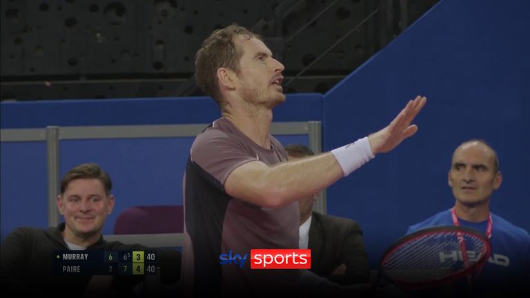 Andy Murray ran out of challenges and was left enraged with the umpire after a close call didn&#39;t go his way, ultimately costing him the match against Benoit Paire.
