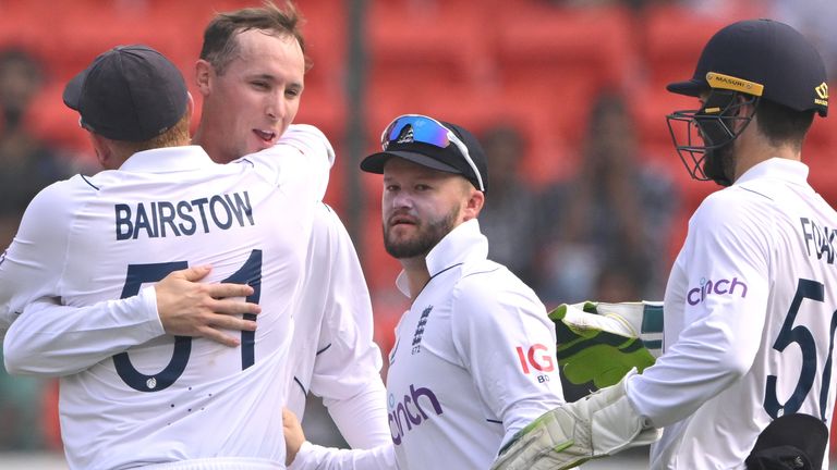 Tom Hartley claims maiden Test wicket (Getty Images)