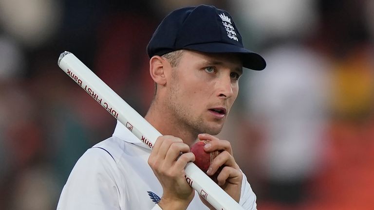 England's Tom Hartley leaves the ground after England won the first cricket test match against India in Hyderabad, India, Sunday, Jan. 28, 2024. (AP Photo/Mahesh Kumar A.)
