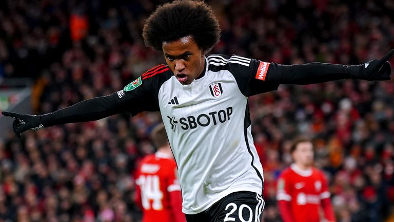 Willian's neat finish gives Fulham an early lead against Liverpool