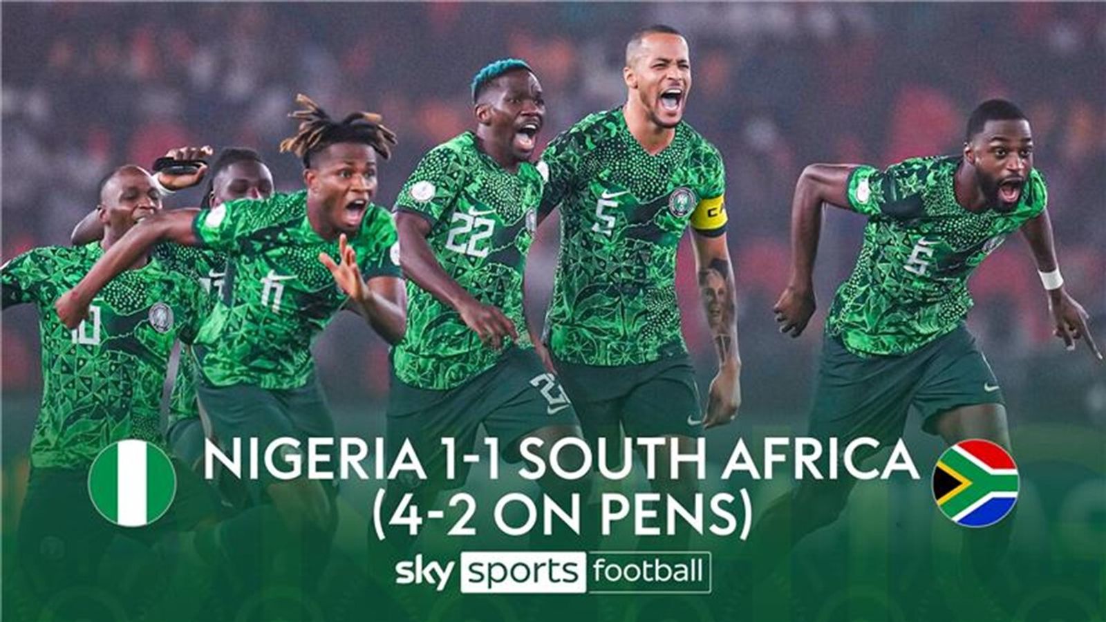 Nigeria book their place in the AFCON final after an epic semi final clash against South Africa at the Stade Bouake