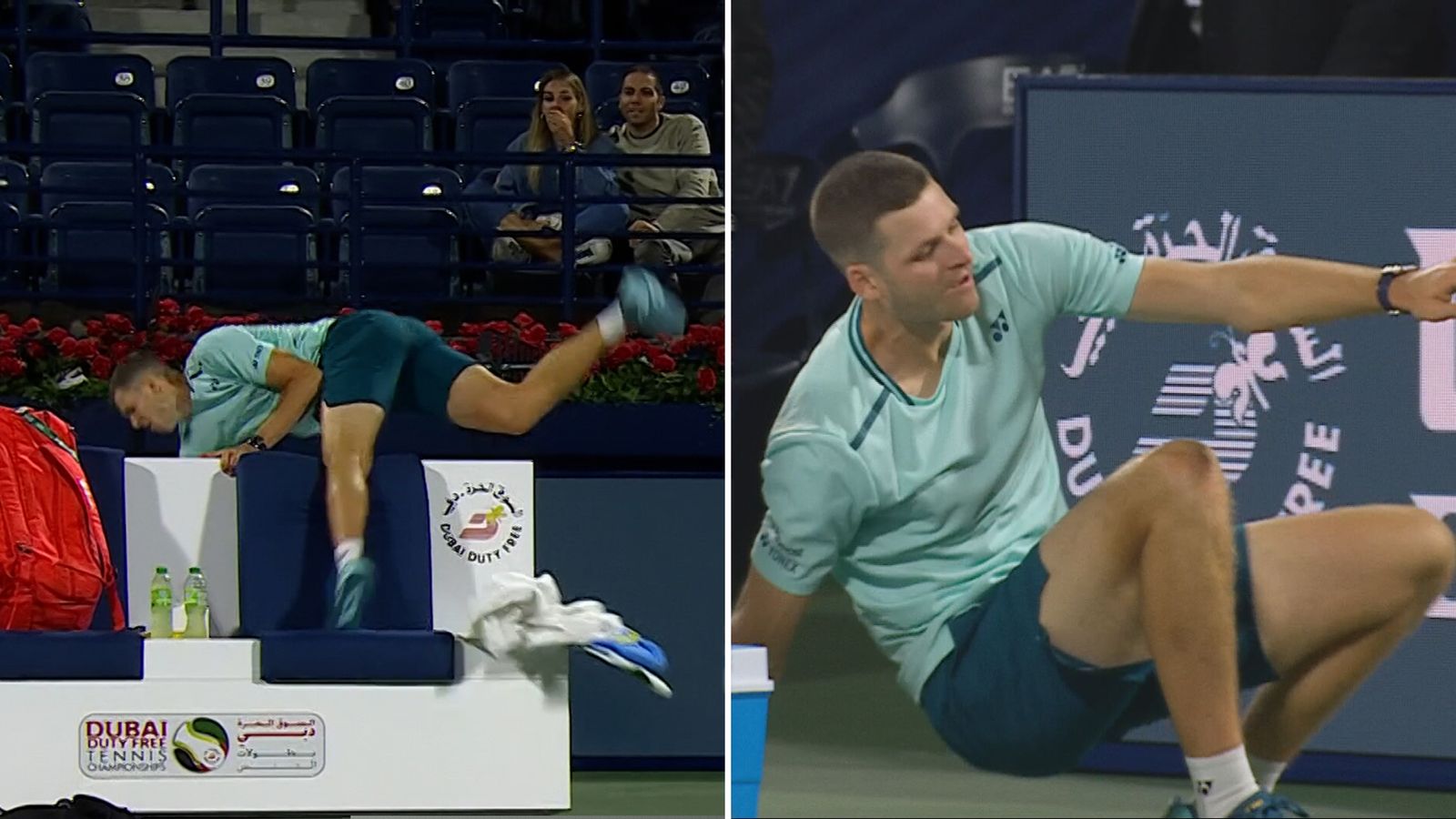 Hubert Hurkacz somersaults over bench and lands on his feet! | Tennis ...